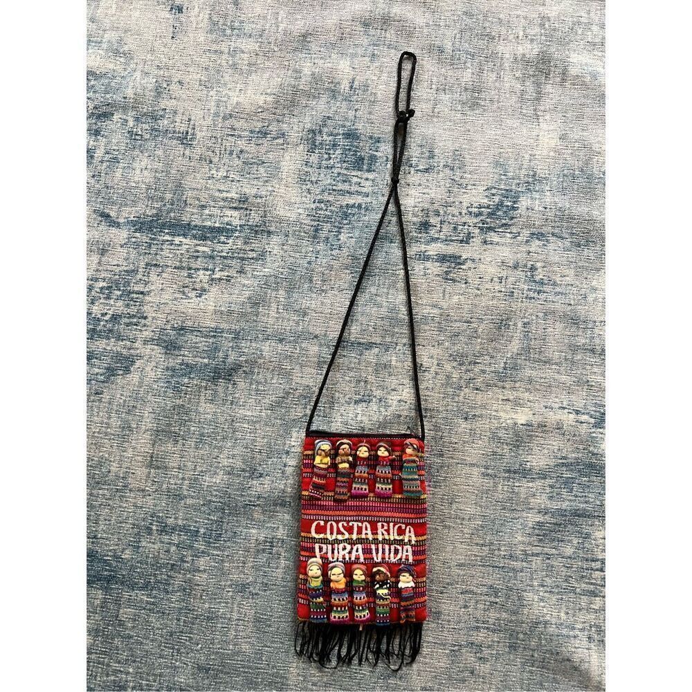 Costa Rica Pura Vida Knit Pouch Shoulder Bag w Fringe